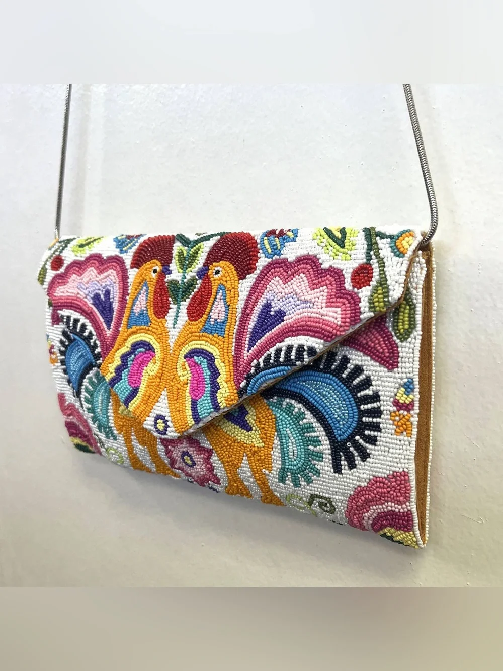 Rooster Chicken Intricate Hand Crafted High Quality Beaded Crossbody Clutch